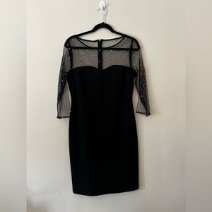 Karl Lagerfeld Paris black small size 6 holiday cocktail dress sweetheart sheer